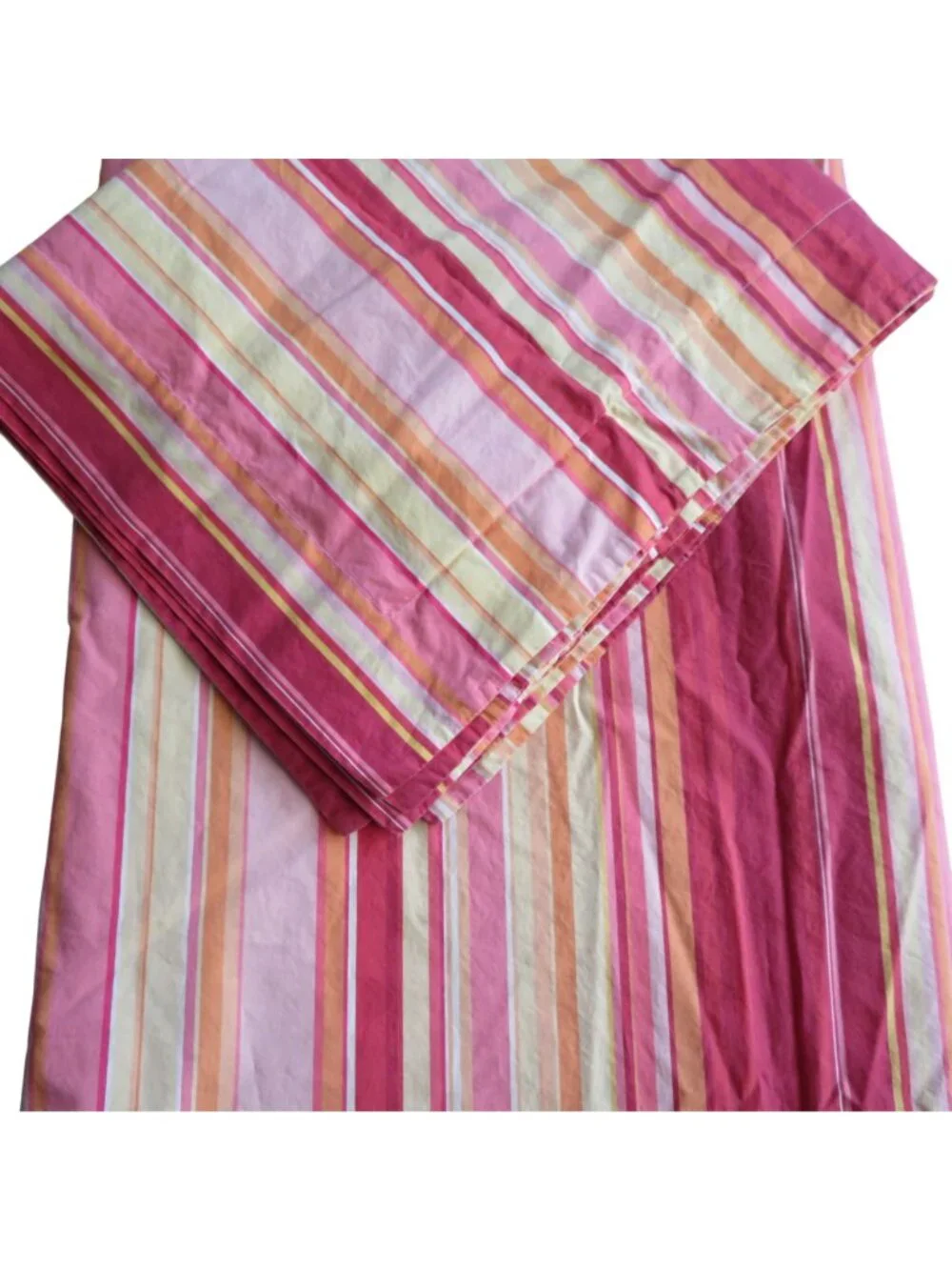 Pottery Barn Full/Queen Duvet Cover 2 Pillow Shams Striped Pink/Orange Cotton